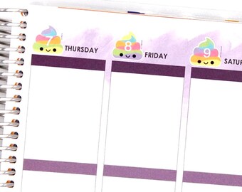 Happy Unicorn Rainbow Poo datum dots dekt voor verticale erin Condren Life planner ECLP kawaii maken 365 cute funny persoonlijke Mambi Countdown