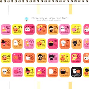 Feliz dia das bruxas contagem regressiva adesivos erin condren planejador de vida eclp mambi kawaii bonito engraçado outubro horizontal vertical trajes bruxa