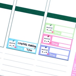 Happy Meeting Label Reminder Kawaii Stickers Erin Condren planner, Midori Calendar Kikkik Kawaii Funny Cute School Work Business image 1
