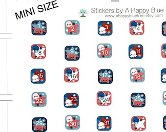 Happy MINI Sea to Shining Sea patriottisch vierkant datum stippen dekt grootte erin Condren Life Planner ECLP Mambi kawaii schattig grappig verticaal 3/8"