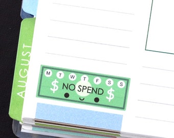 Happy Money No Spend Label Reminder Kawaii Stickers Erin Condren planner, Midori Calendar Kikkik Kawaii Funny Cute Budget Saving