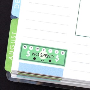 Happy Money No Spend Label Reminder Kawaii Stickers Erin Condren planner, Midori Calendar Kikkik Kawaii Funny Cute Budget Saving