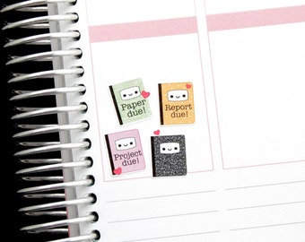 happy school assignment due reminder label cute kawaii etsy