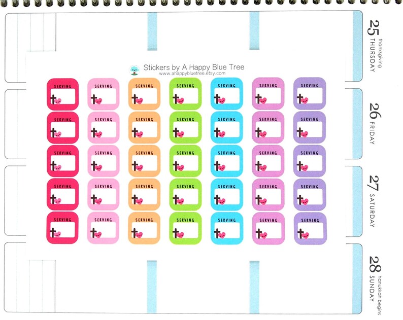 Happy Serving Write-in Reminder Tracker Cute Kawaii Planner Stickers ...