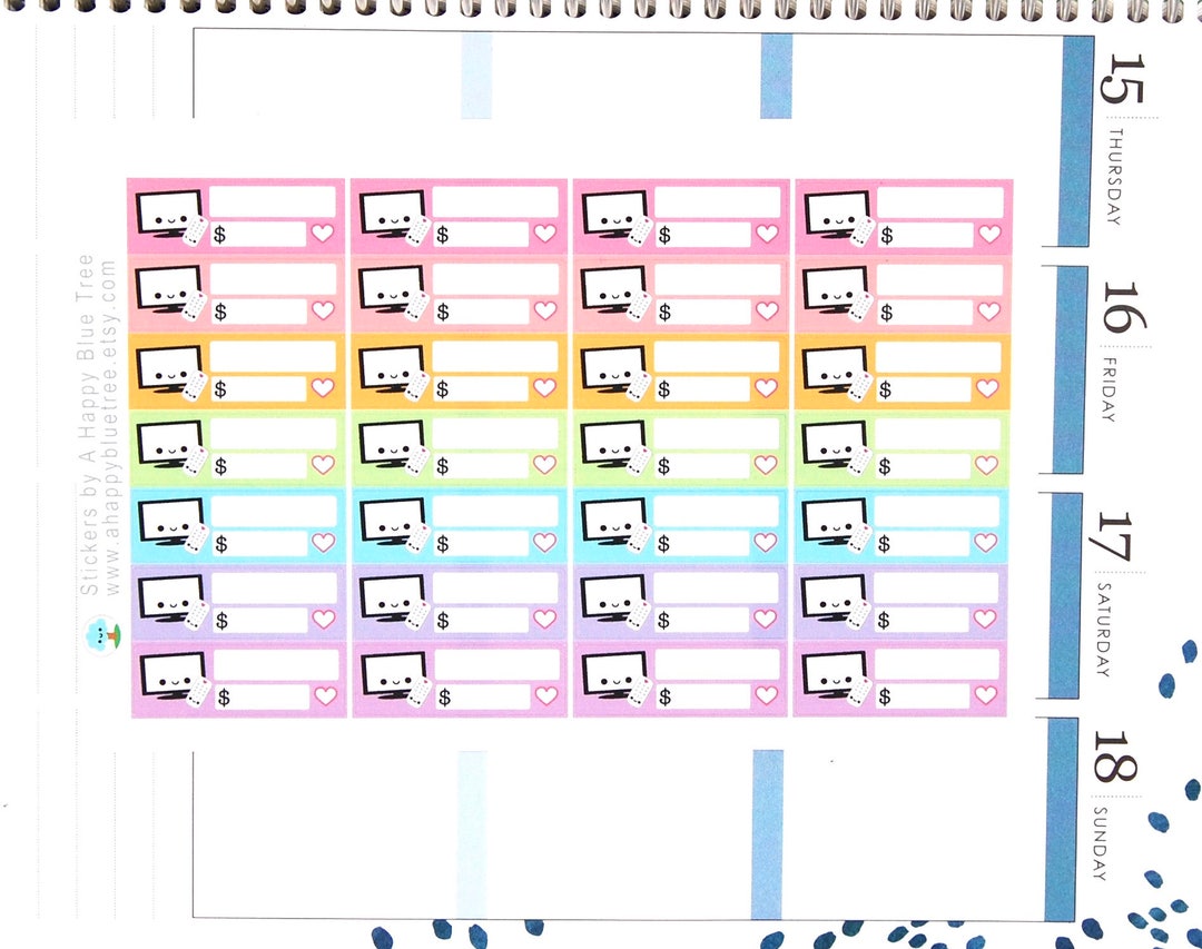 Happy TV Cable Satellite Bill Label Tracker Reminder Cute Kawaii ...