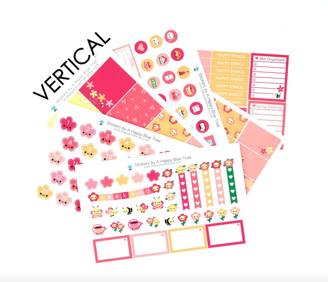 Happy Spring Sticker Set VERTICAL Erin Condren Life Planner ECLP Mambi ...