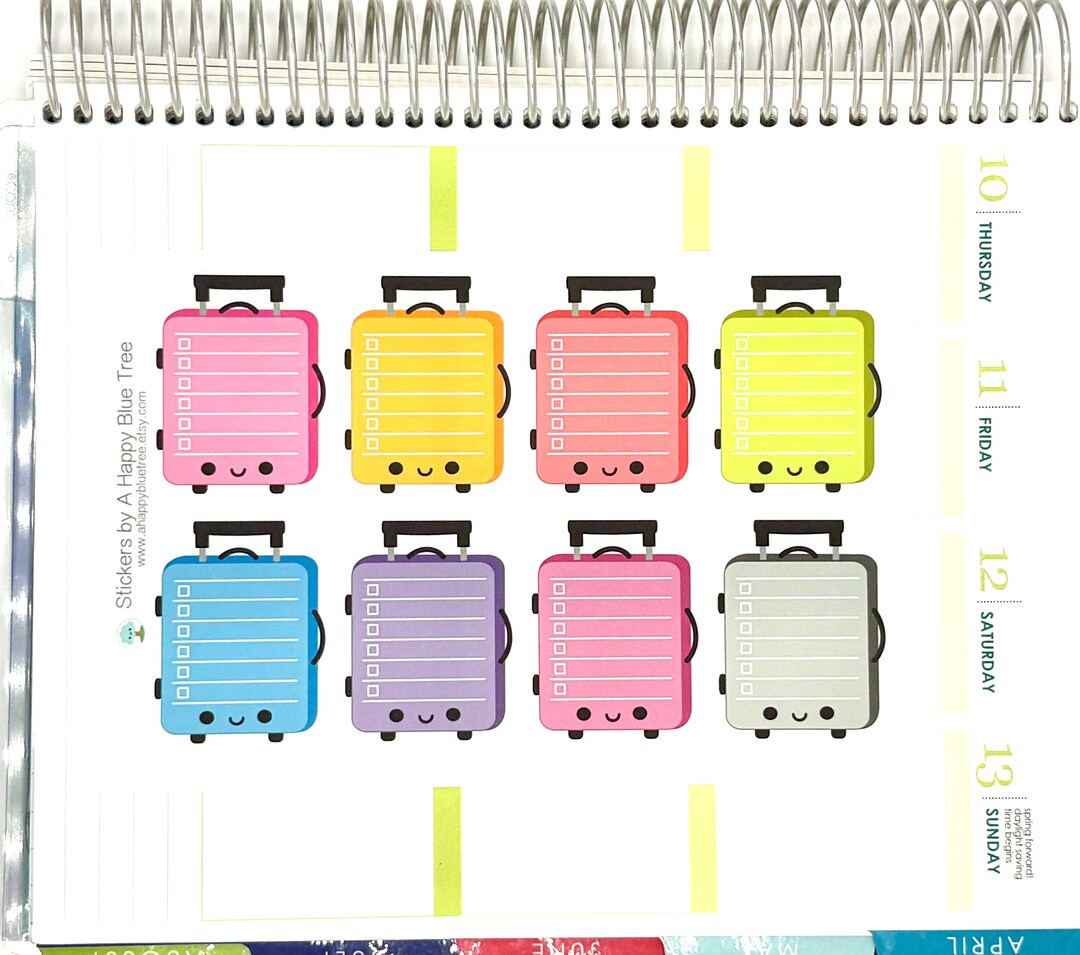 Happy Suitcase Full Box Stickers Erin Condren Life Planner 1.9" Inch ...