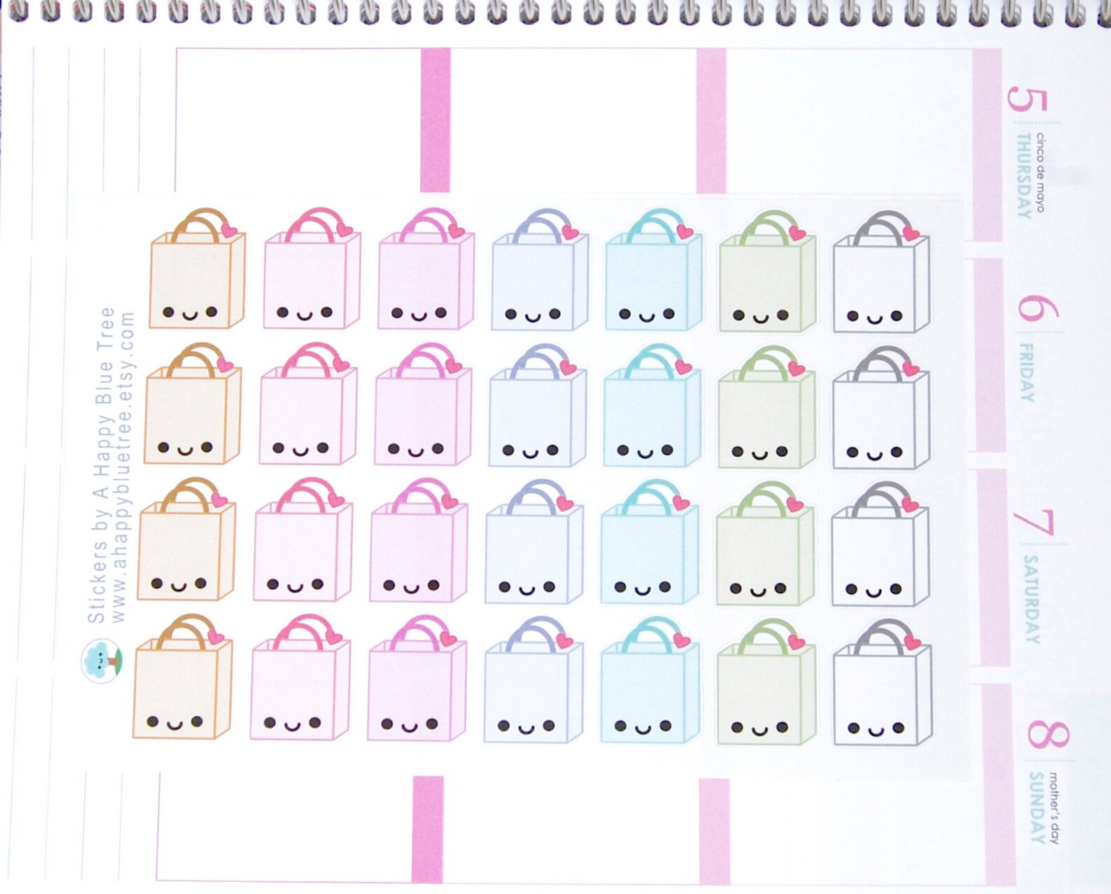 Happy Shopping Bag Write in Tracker Reminder Cute Kawaii Planner ...