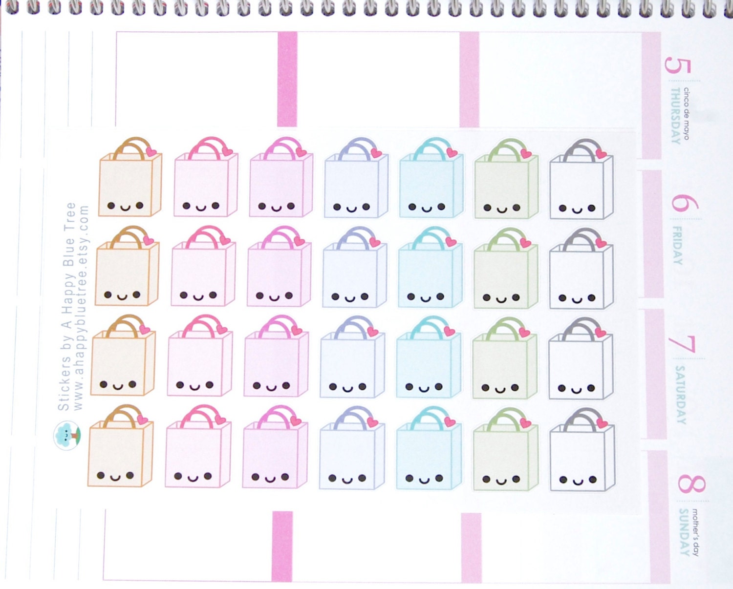 Happy Shopping Bag Write in Tracker Reminder Cute Kawaii Planner ...