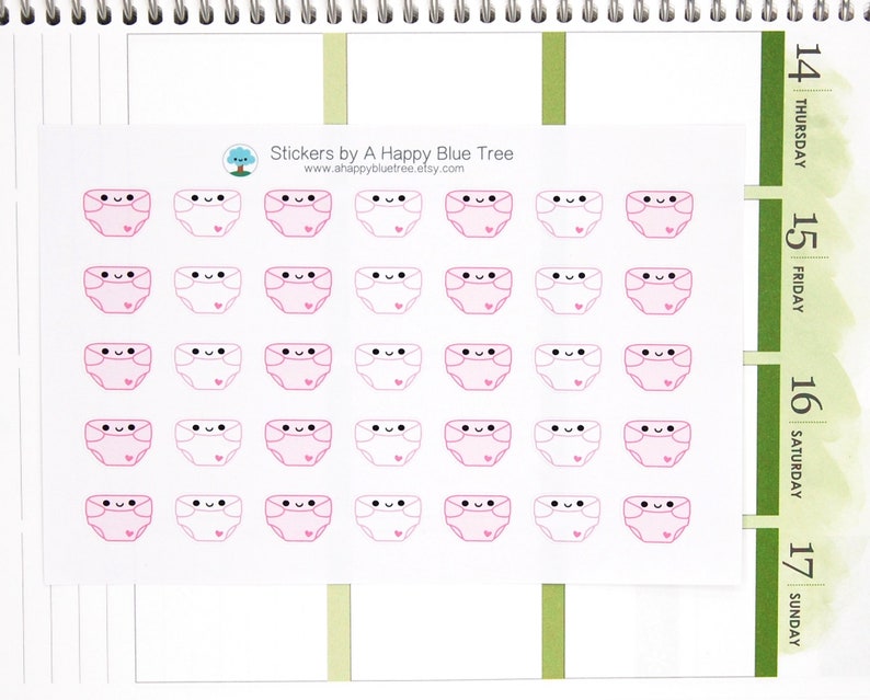 Happy Baby Diaper Reminder Tracker Cute Kawaii Planner Stickers Erin Condren ECLP Mambi Kikkik Plum Midori A6 Personal Funny Change Buy image 2
