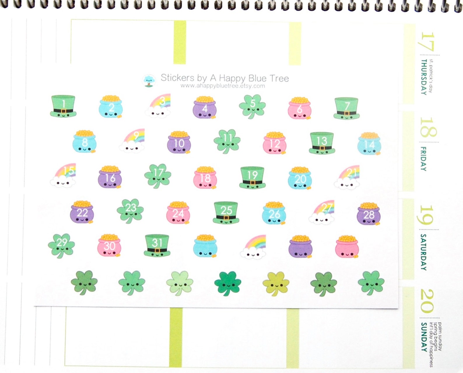 Happy Lucky St Patricks Day Sticker Set HORIZONTAL Erin Condren Life ...