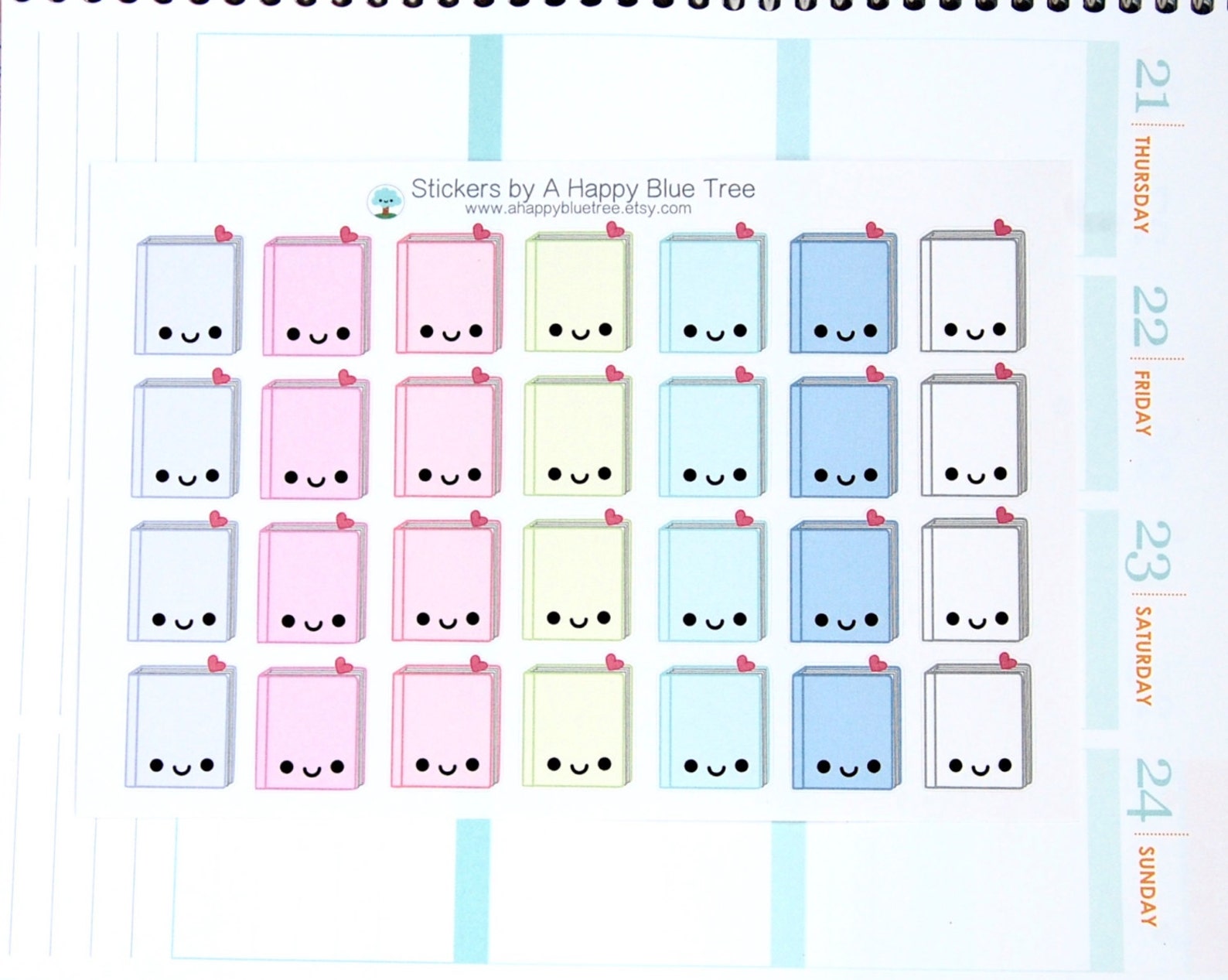 Happy Book Write in Tracker Reminder Cute Kawaii Planner Stickers Erin ...
