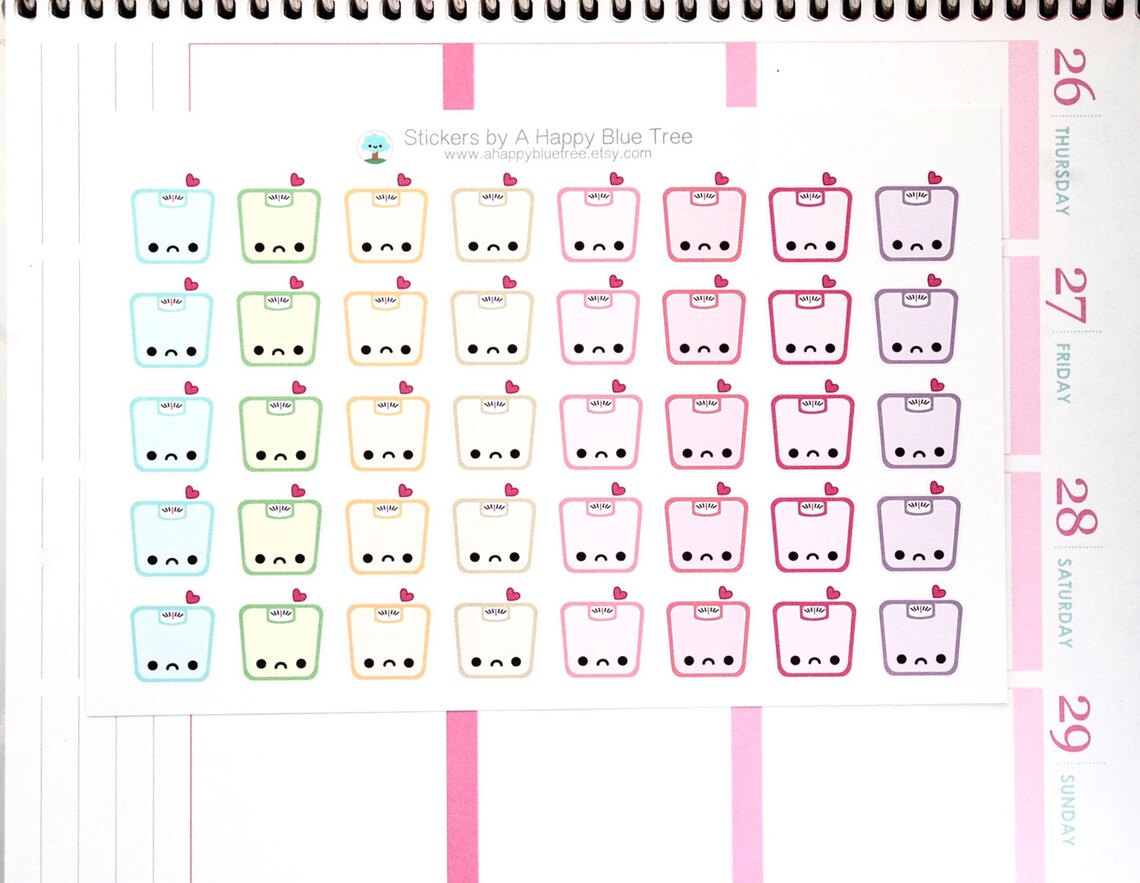 Happy (or Sad) Scale Reminder Tracker Cute Kawaii Planner Stickers Erin ...