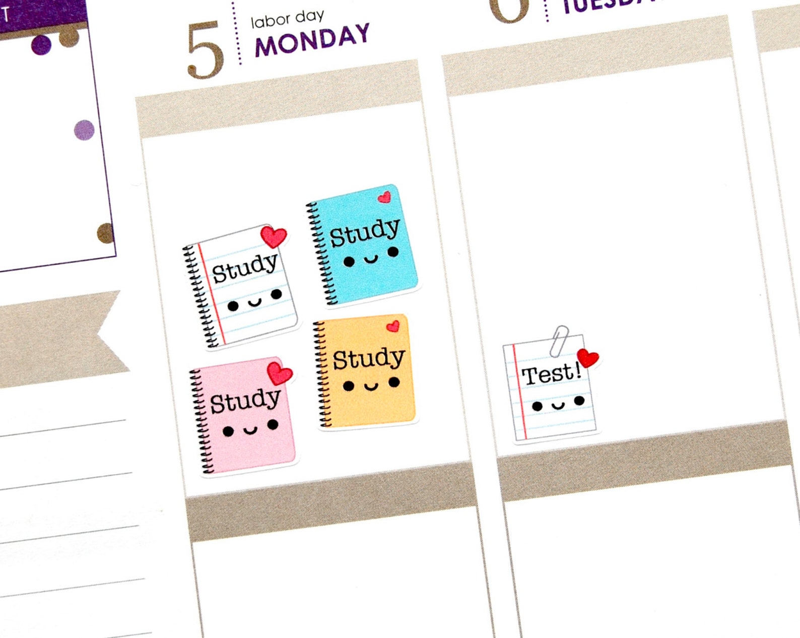 Happy Study Test Reminder Tracker Cute Kawaii Planner Stickers Erin ...