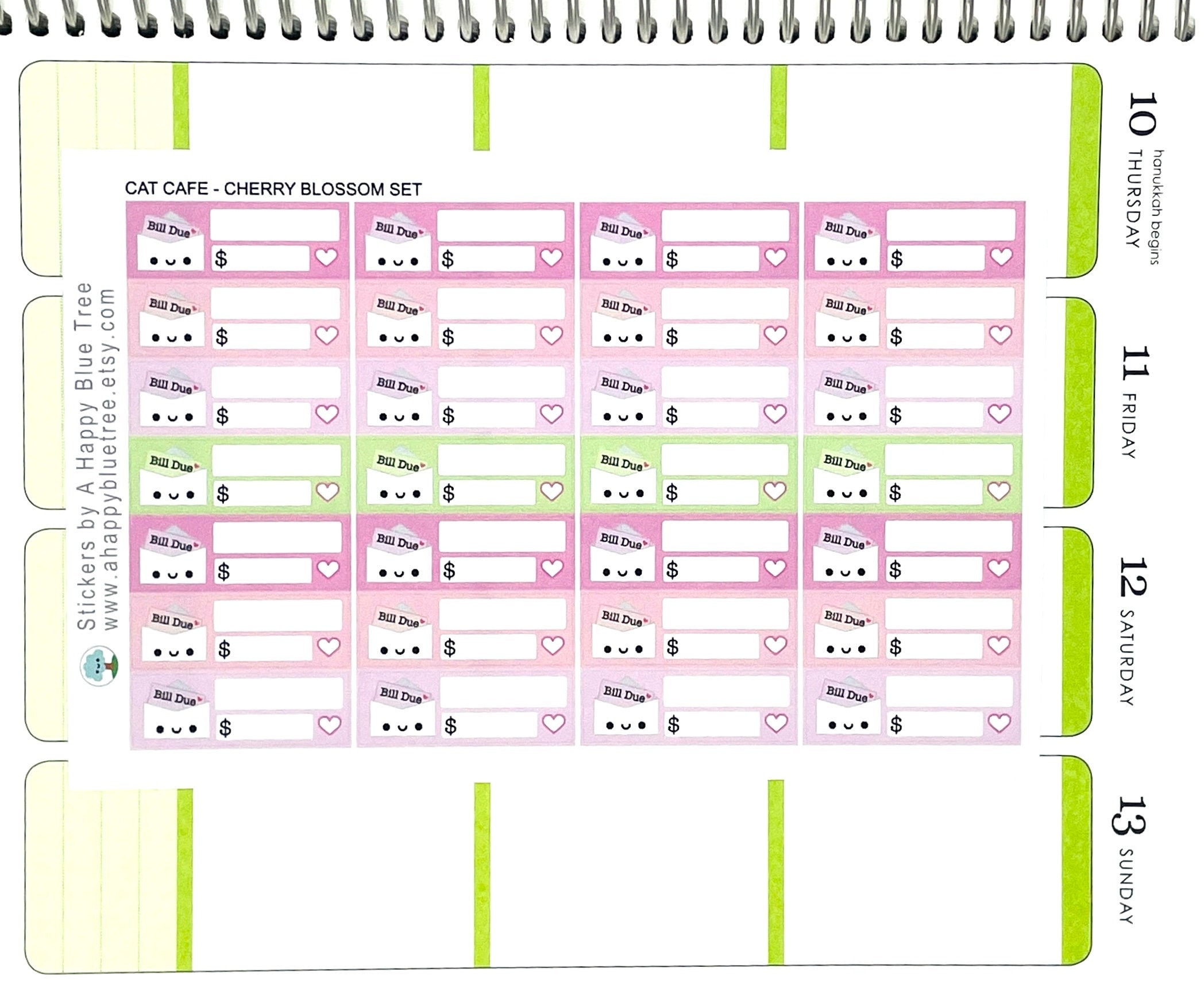 Happy Bill Due (cat Cafe Set Color) Reminder Label Cute Kawaii Vertical ...