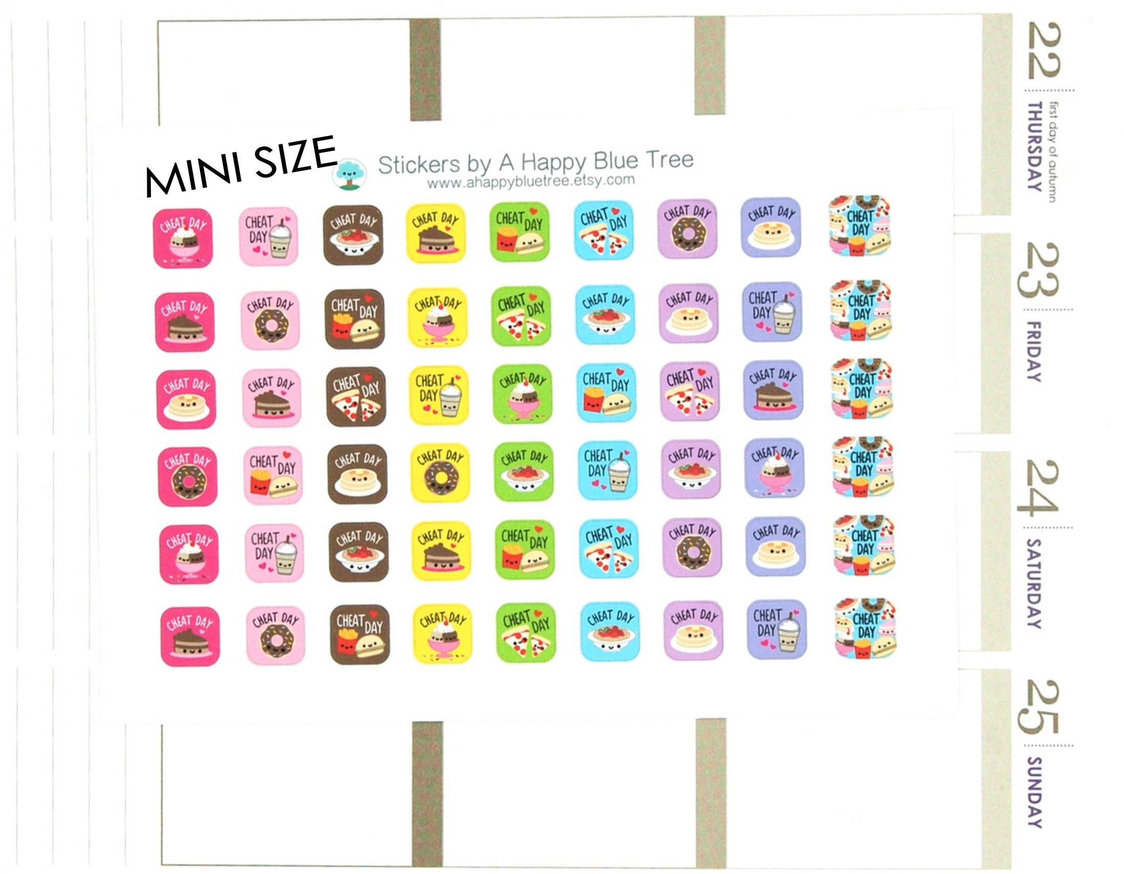 MINI Happy Cheat Day Reminder Tracker Cute Kawaii Planner Stickers for ...