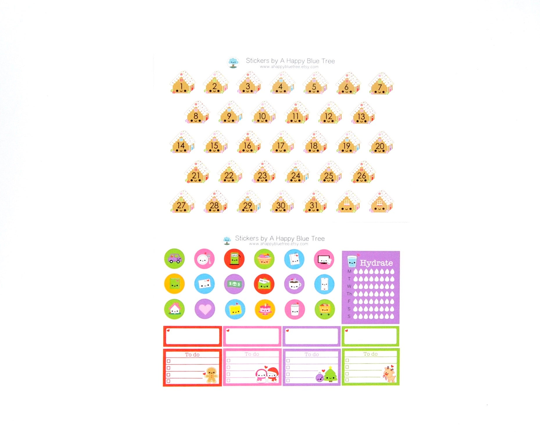 Happy Christmas Treats Sticker Set of 10 VERTICAL Erin Condren | Etsy