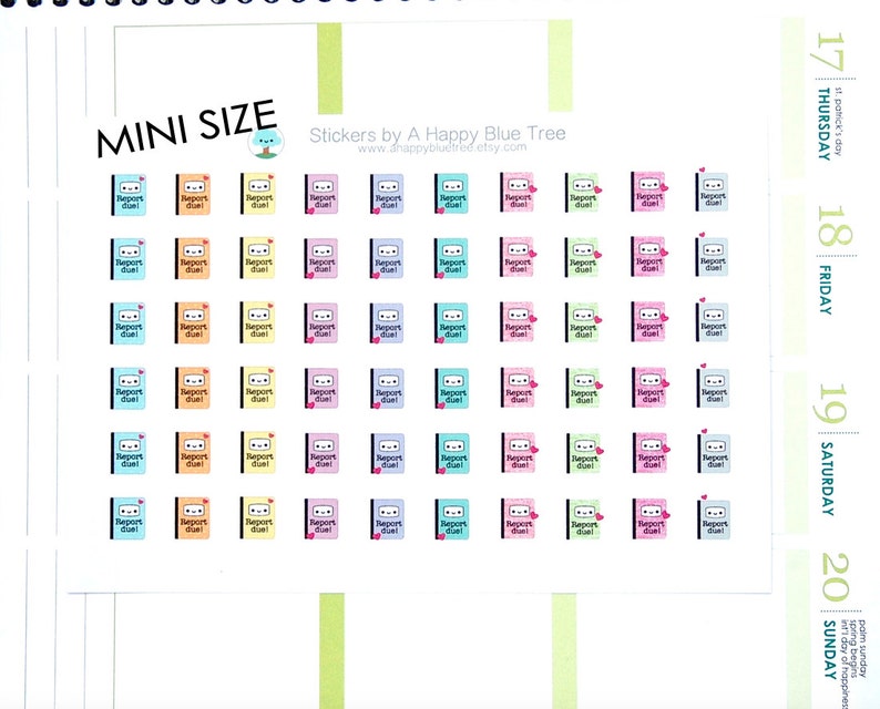 MINI Happy Report Due Reminder Tracker Cute Kawaii Planner Stickers Erin Condren Midori Personal A5 Mambi Kikkik Funny Project Paper School image 3