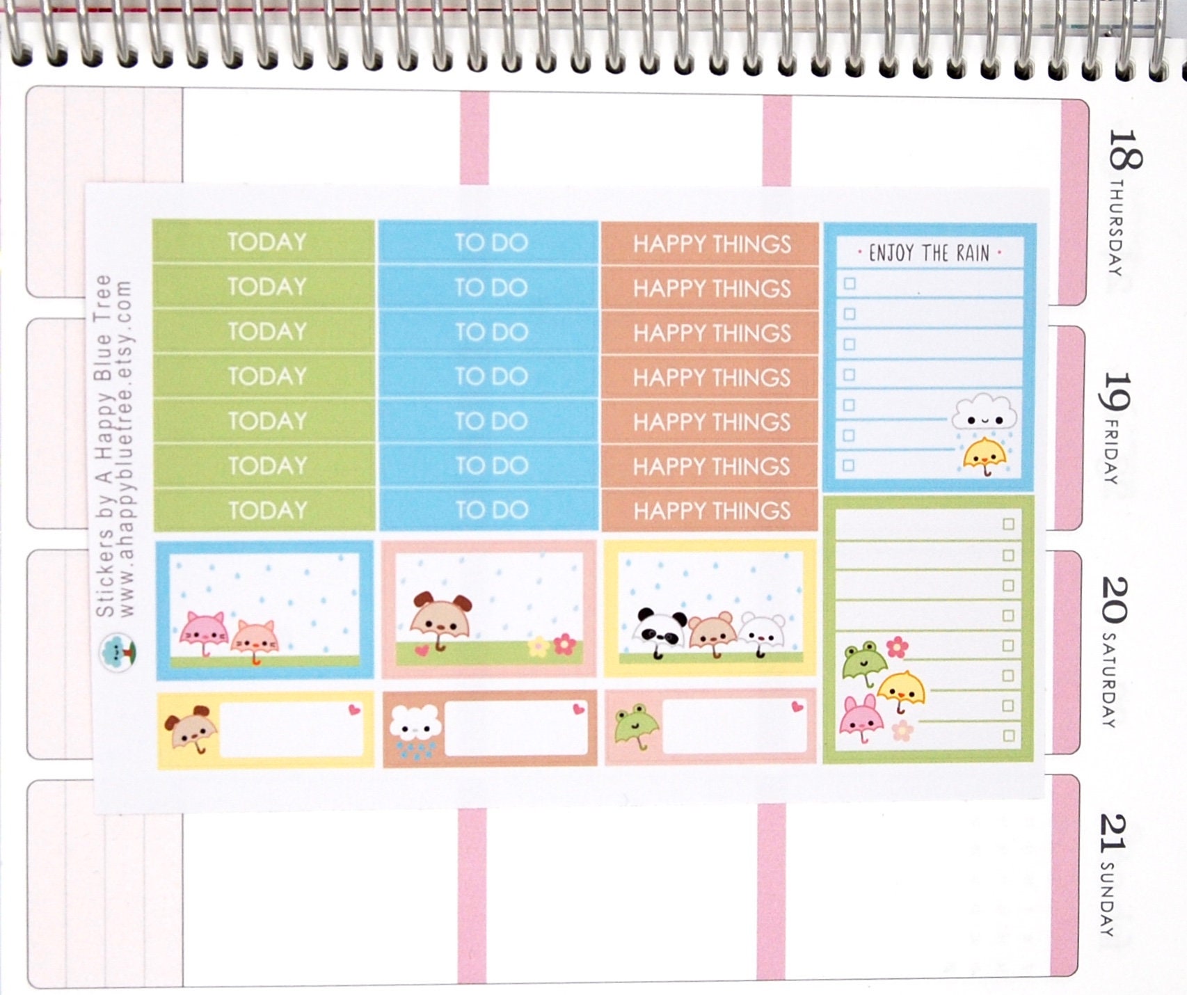 Happy Umbrella Friends Sticker Set VERTICAL Erin Condren Life | Etsy