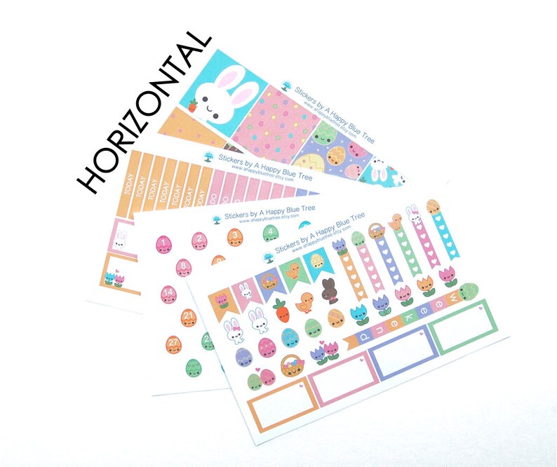 Happy Easter Sticker Set HORIZONTAL Erin Condren Life Planner ECLP ...