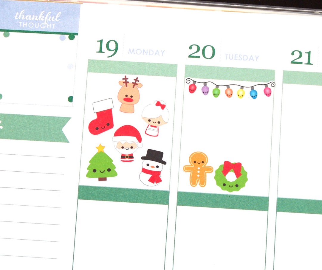 Merry Christmas Stickers Erin Condren Life Planner ECLP Mambi Midori ...