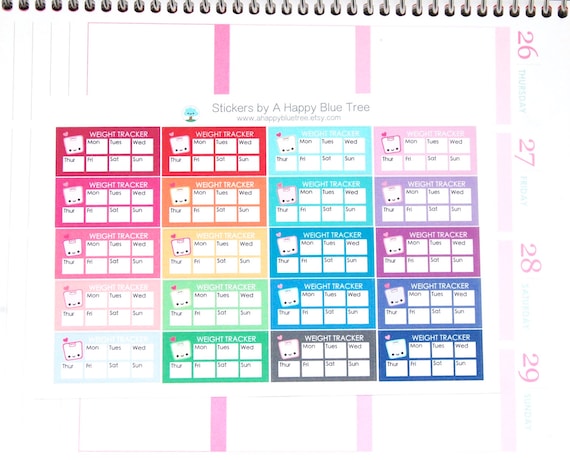 happy weekly weight tracker label reminder tracker cute kawaii etsy weekly weight tracker
