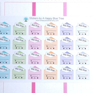 Happy or Sad Bill Due Write-in Tracker Reminder Cute Kawaii Planner ...