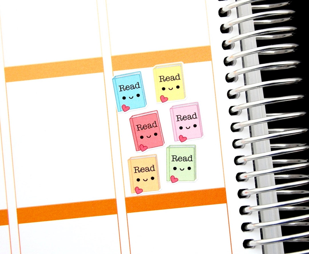 Happy Book Read Tracker Reminder Cute Kawaii Planner Stickers Erin ...
