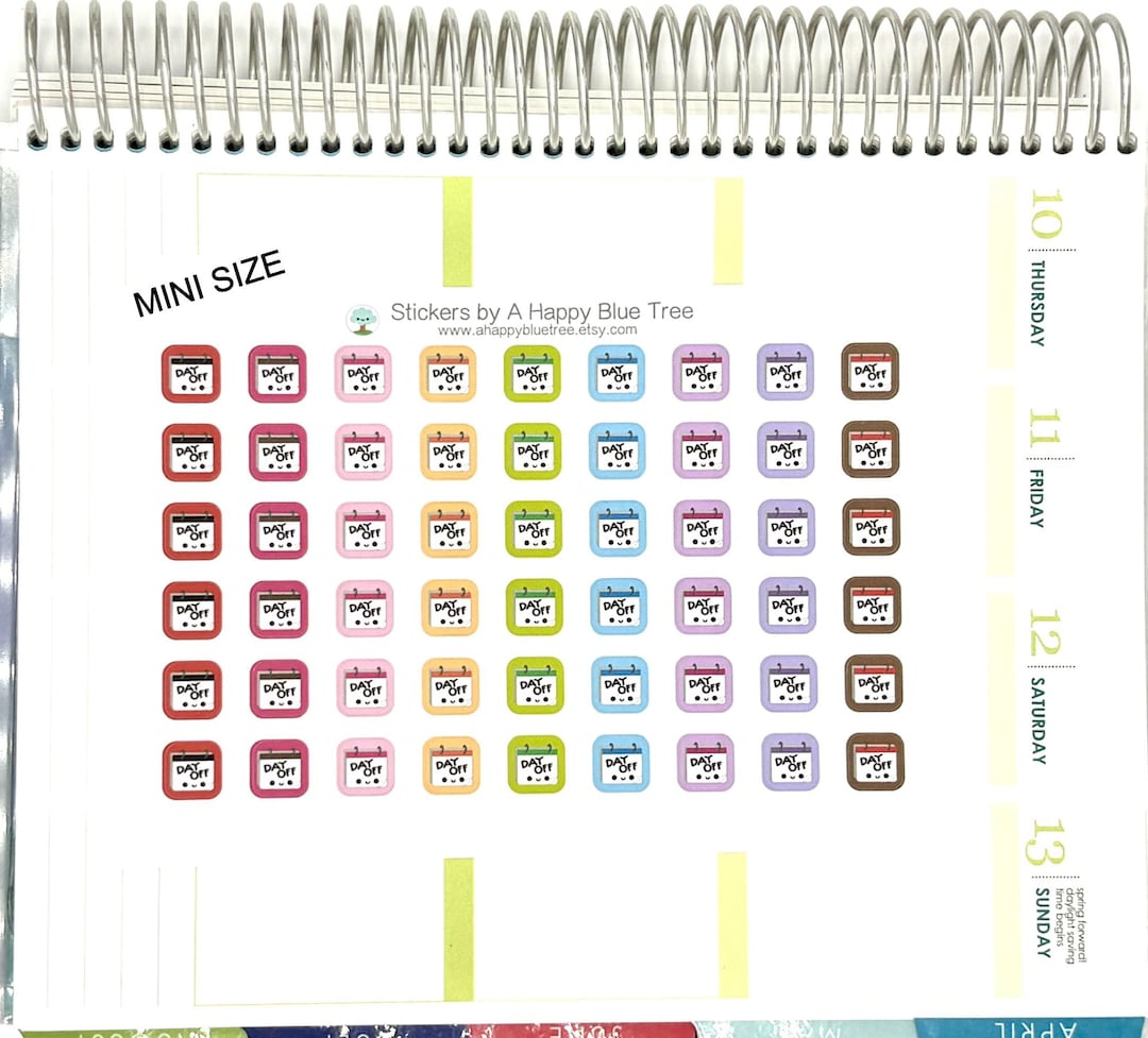 MINI Happy Day off Square Tracker Reminder Cute Kawaii Planner Stickers ...