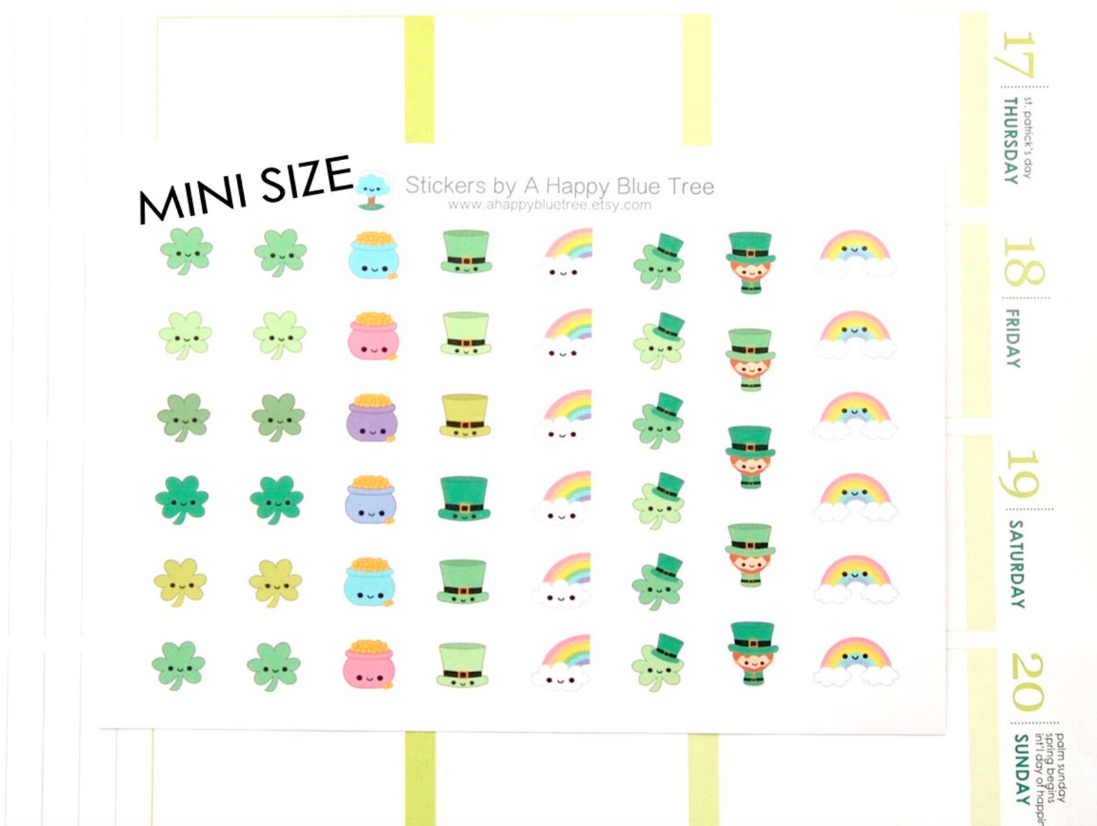 MINI Happy Lucky St Patricks Stickers Erin Condren Life Planner ECLP ...