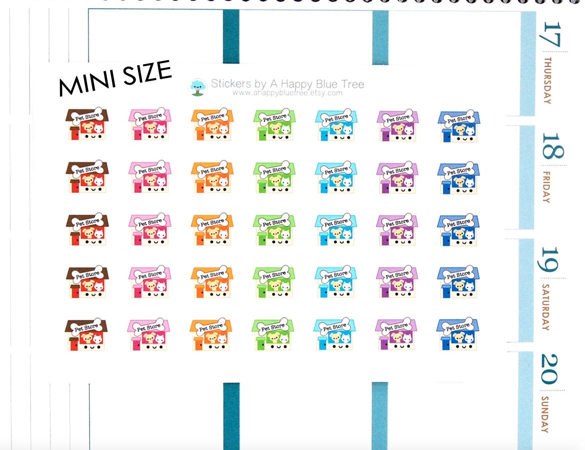 MINI Happy Pet Store Reminder Kawaii Stickers Erin Condren planner ECLP Personal A5 Mambi Kikkik Midori Funny Cute Dog Cat Fish