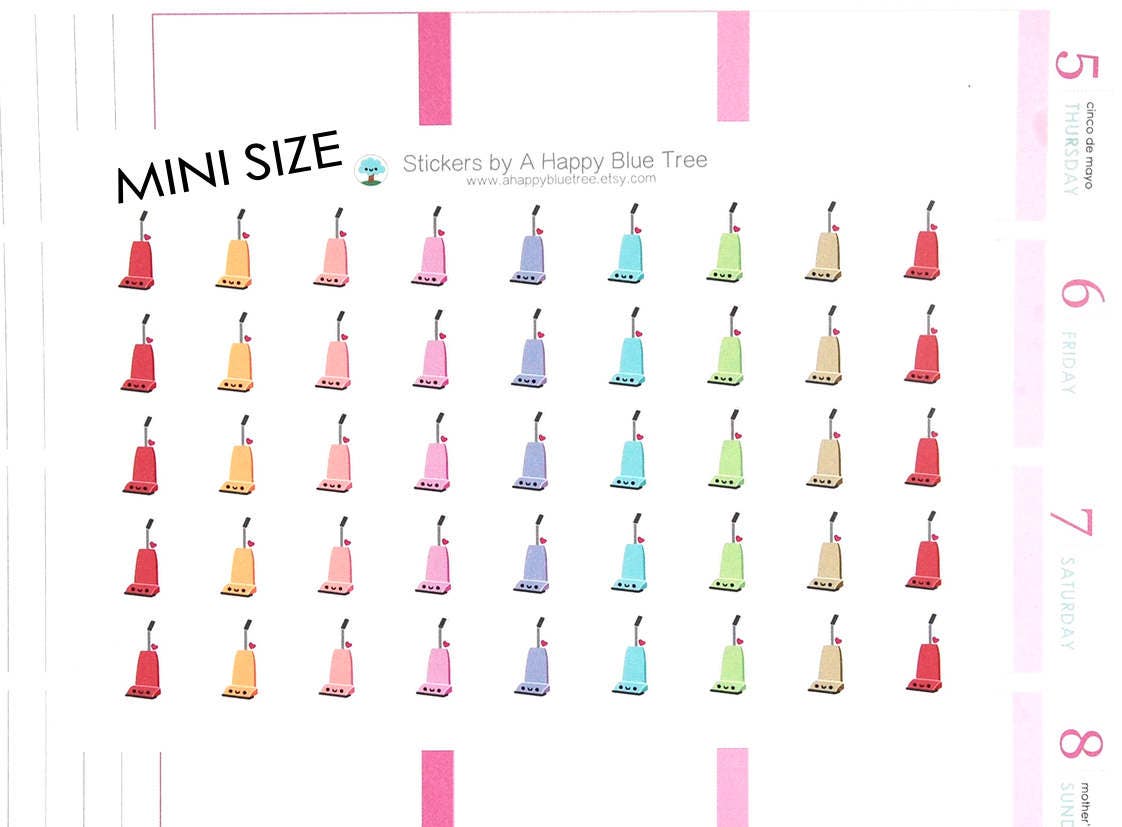 MINI Happy Vacuum the House Tracker Reminder Stickers Erin Condren Pl…