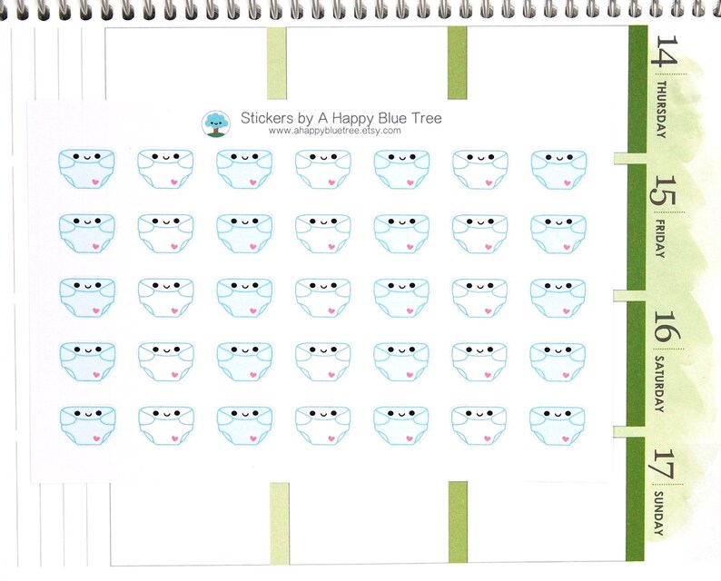 Happy Baby Diaper Reminder Tracker Cute Kawaii Planner Stickers Erin Condren ECLP Mambi Kikkik Plum Midori A6 Personal Funny Change Buy image 3