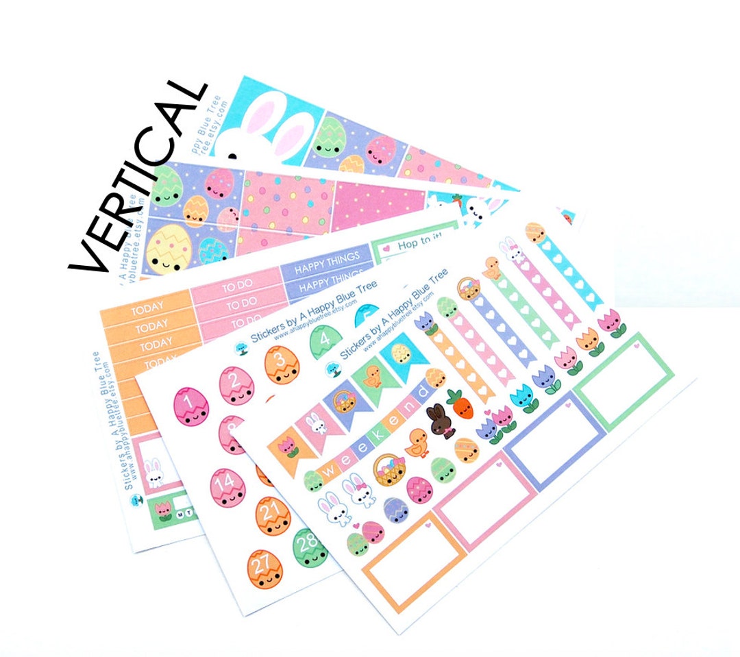 Happy Easter Sticker Set VERTICAL Erin Condren Life Planner ECLP Mambi ...