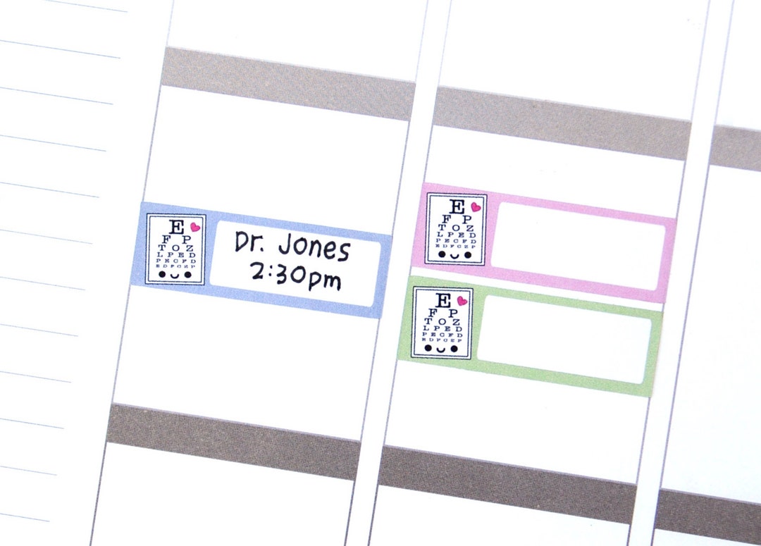 Happy Eye Exam Chart Label Appointment Reminder Stickers Erin Condren ...