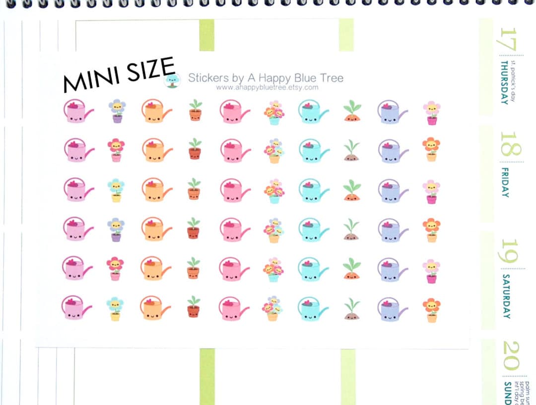 MINI Happy Watering Can Reminder Tracker Cute Kawaii Planner Stickers ...