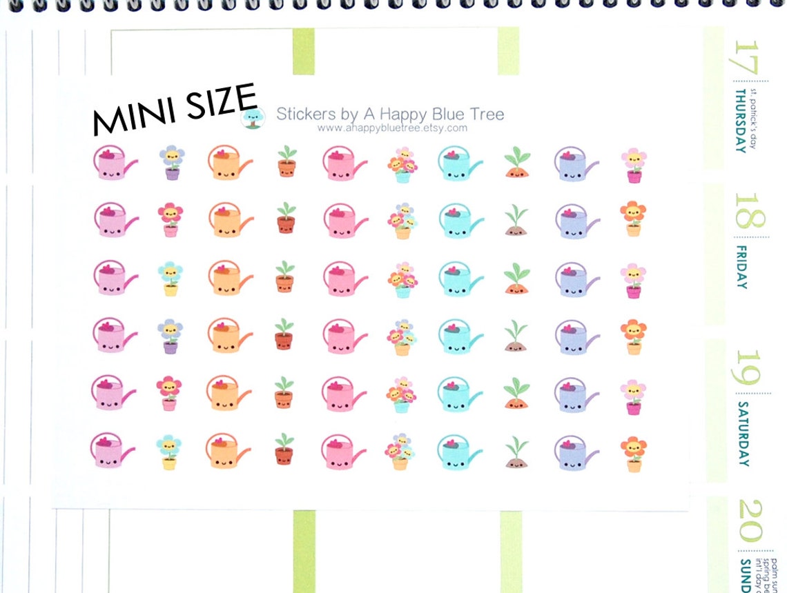 MINI Happy Watering Can Reminder Tracker Cute Kawaii Planner Stickers ...