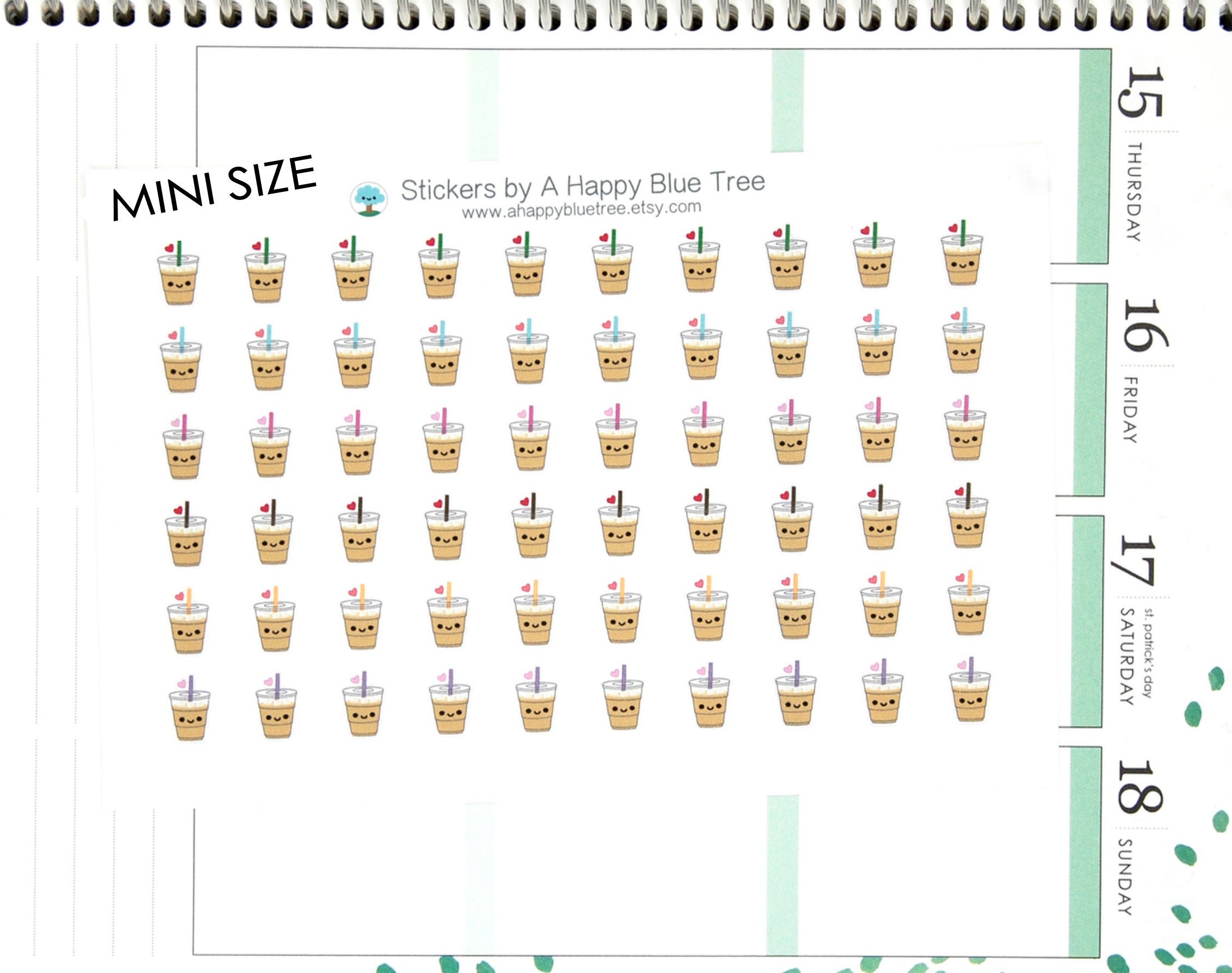 MINI Happy Iced Coffee Drink Tracker Reminder Cute Kawaii Personal Pl…