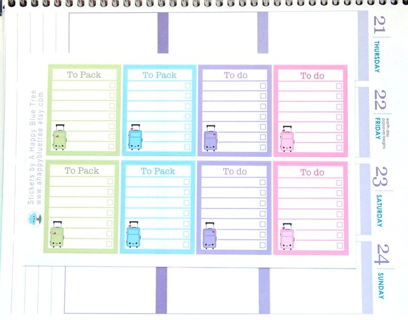 Happy Suitcase Travel List Full Box Stickers for Erin Condren Life ...