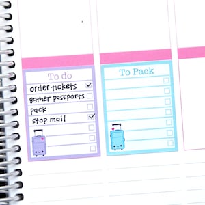 Happy Suitcase Travel List Full Box Stickers for Erin Condren Life ...