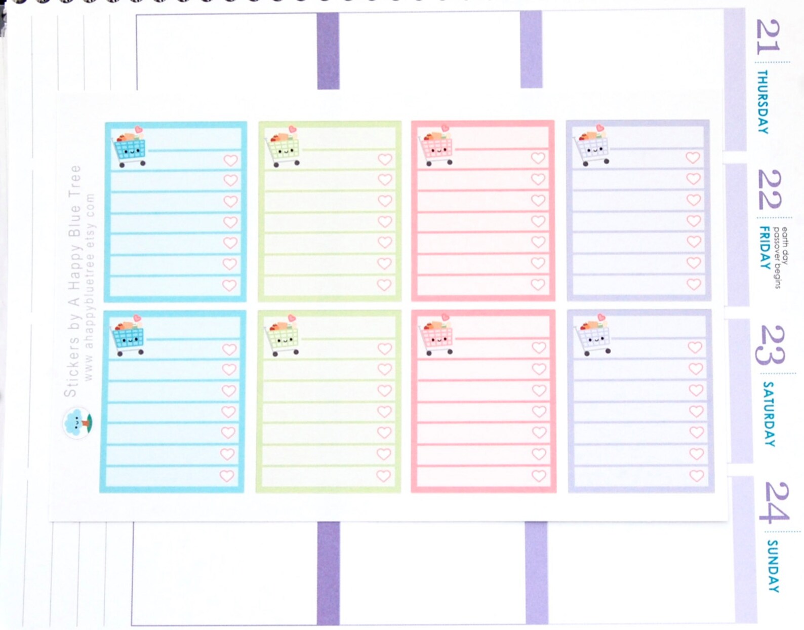 Happy Shopping Cart List Full Box Stickers for Erin Condren Life ...