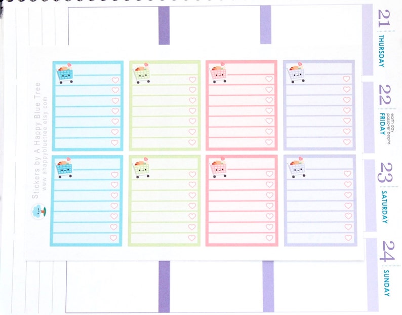 Happy Shopping Cart List Full Box Stickers for Erin Condren Etsy