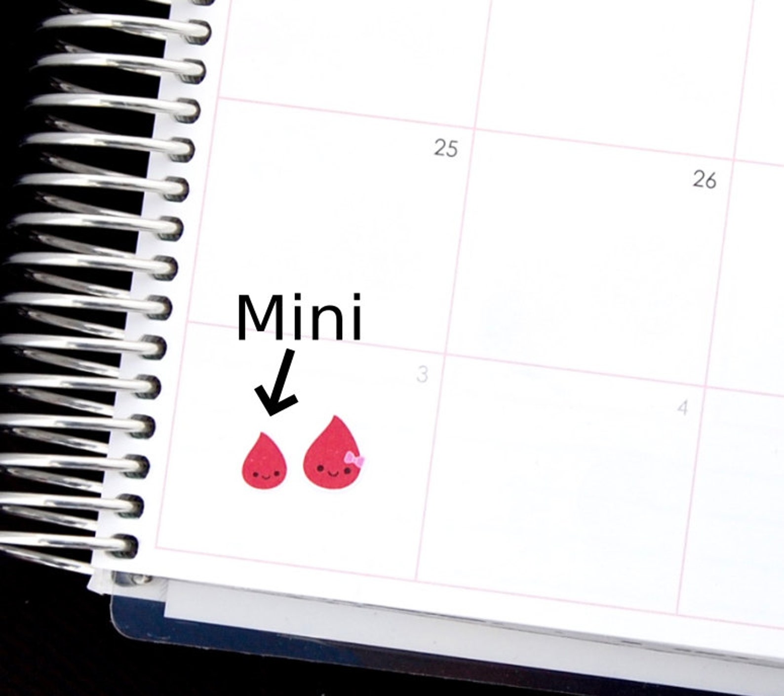 MINI Happy Blood Drop Reminder Tracker Cute Kawaii Personal Planner ...