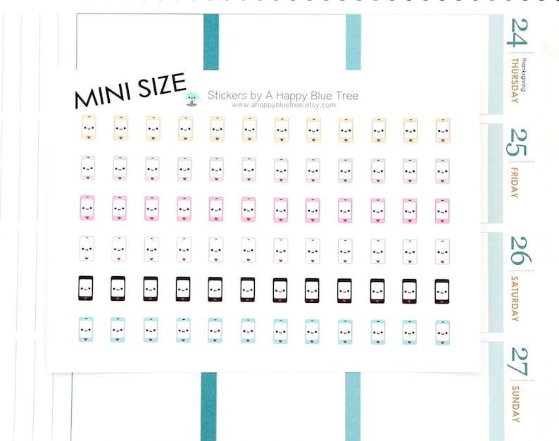 MINI Happy Smart Phone Reminder Tracker Cute Kawaii Planner Stickers ...