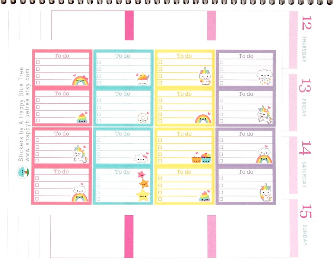 Happy Unicorn Rainbow to Do List Half Box Stickers Erin Condren Life ...