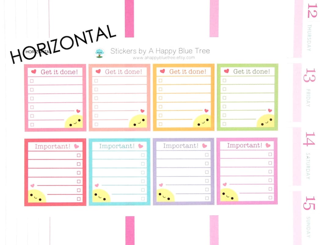 Happy Get It Done/important Full Box Stickers HORIZONTAL Erin Condren ...