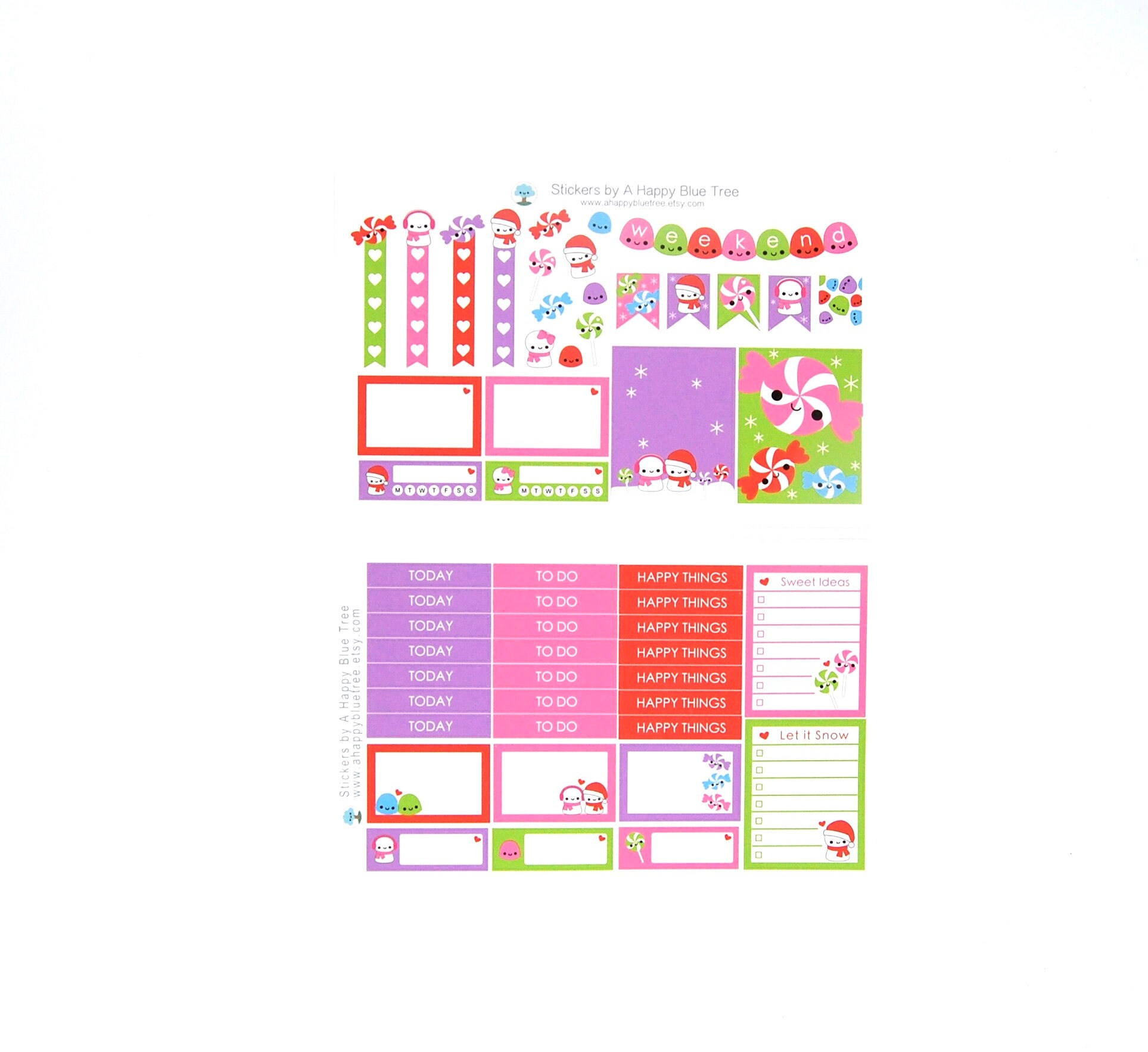 Happy Christmas Treats Sticker Set of 10 VERTICAL Erin Condren | Etsy