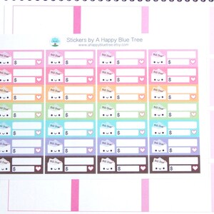 Happy or Sad Bill Due Reminder Label Cute Kawaii Vertical Erin Condren ...