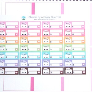 Happy or Sad Bill Due Reminder Label Cute Kawaii Vertical Erin Condren Planner Stickers Kikkik Funny Cute Phone Money Budget image 2