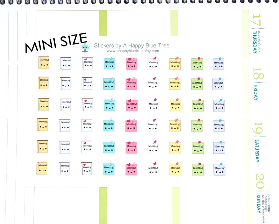 MINI Happy Meeting Reminder Tracker Cute Kawaii Personal Planner ...